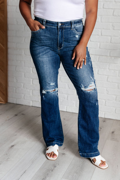 Mila Mid Rise Distressed Bootcut Jeans - Southern Divas Boutique