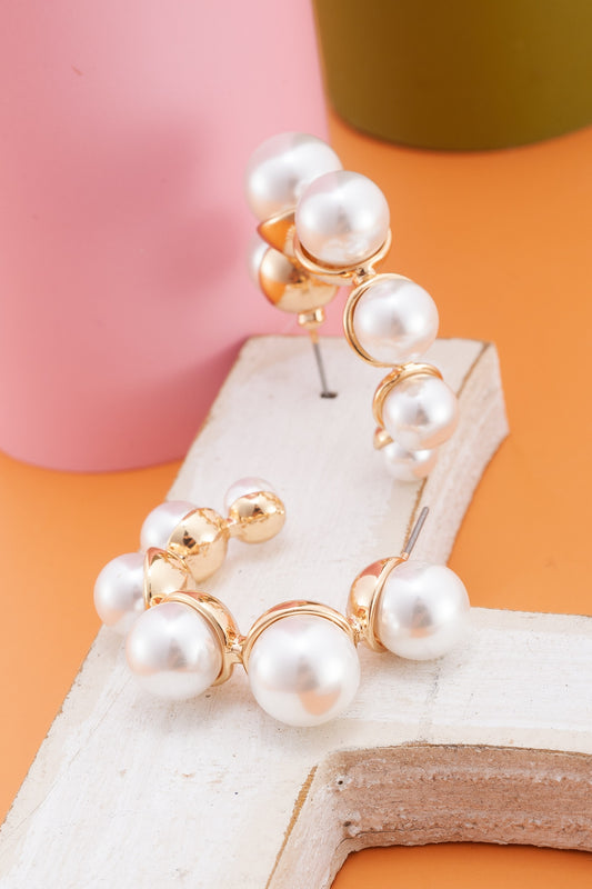 Glass Pearl Hoop Earrings - Southern Divas Boutique