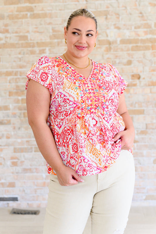 A Matter of Time Flutter Sleeve Top in Multi - Southern Divas Boutique