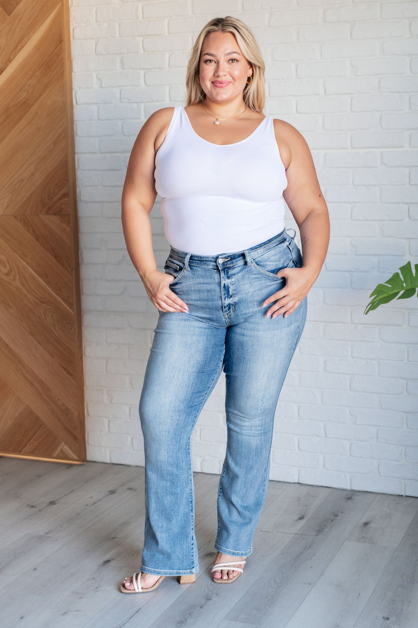 Alana Mid Rise Clean Bootcut Jeans - Southern Divas Boutique