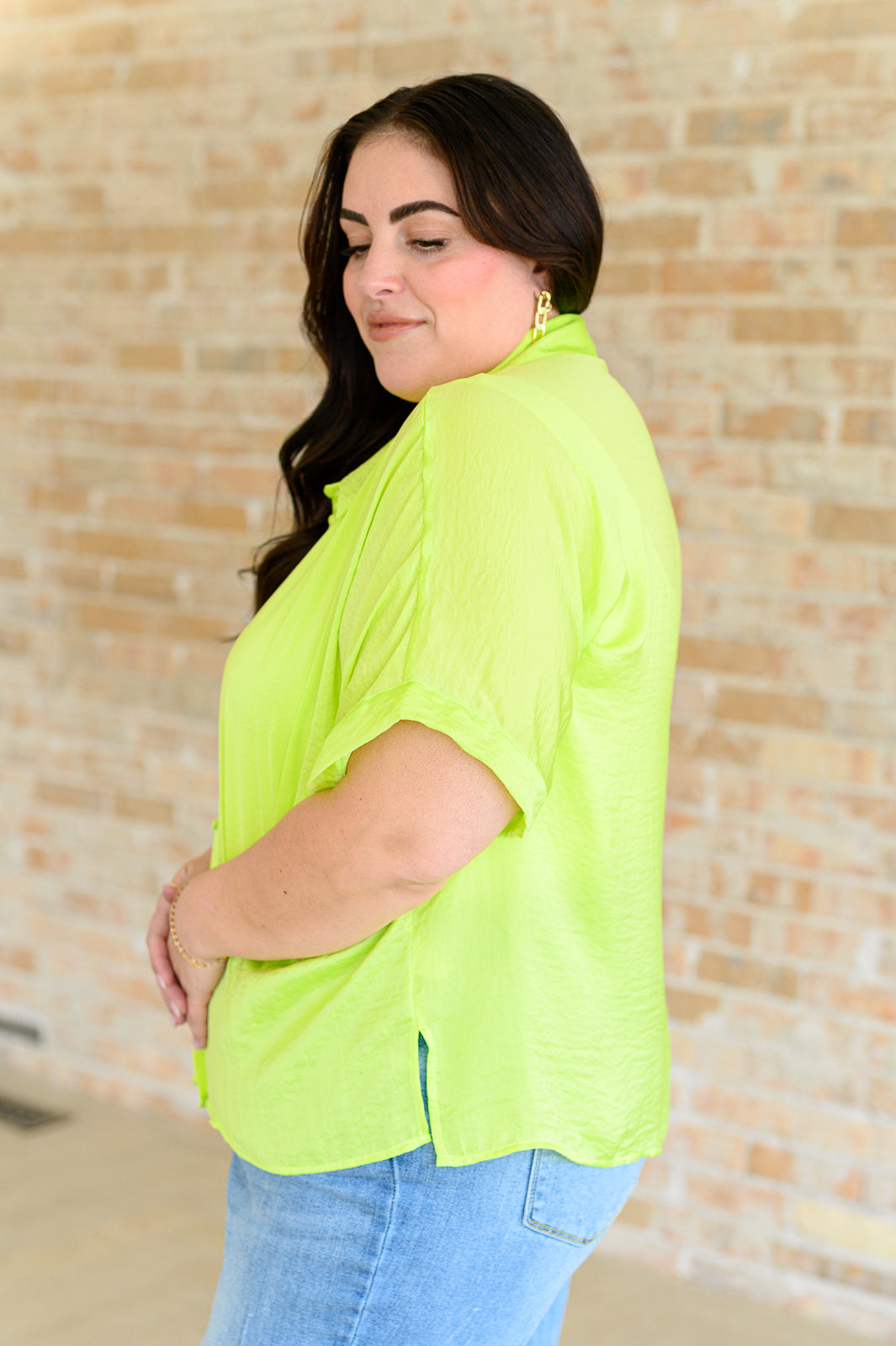 Bright Idea Button Down in Citrus - Southern Divas Boutique