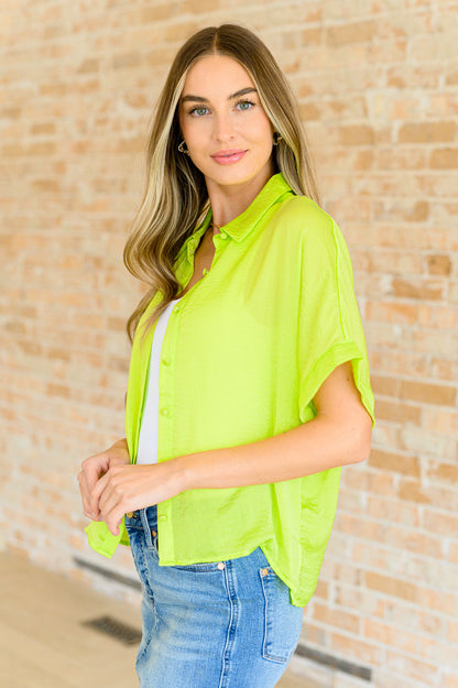 Bright Idea Button Down in Citrus - Southern Divas Boutique