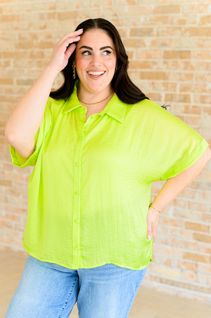 Bright Idea Button Down in Citrus - Southern Divas Boutique