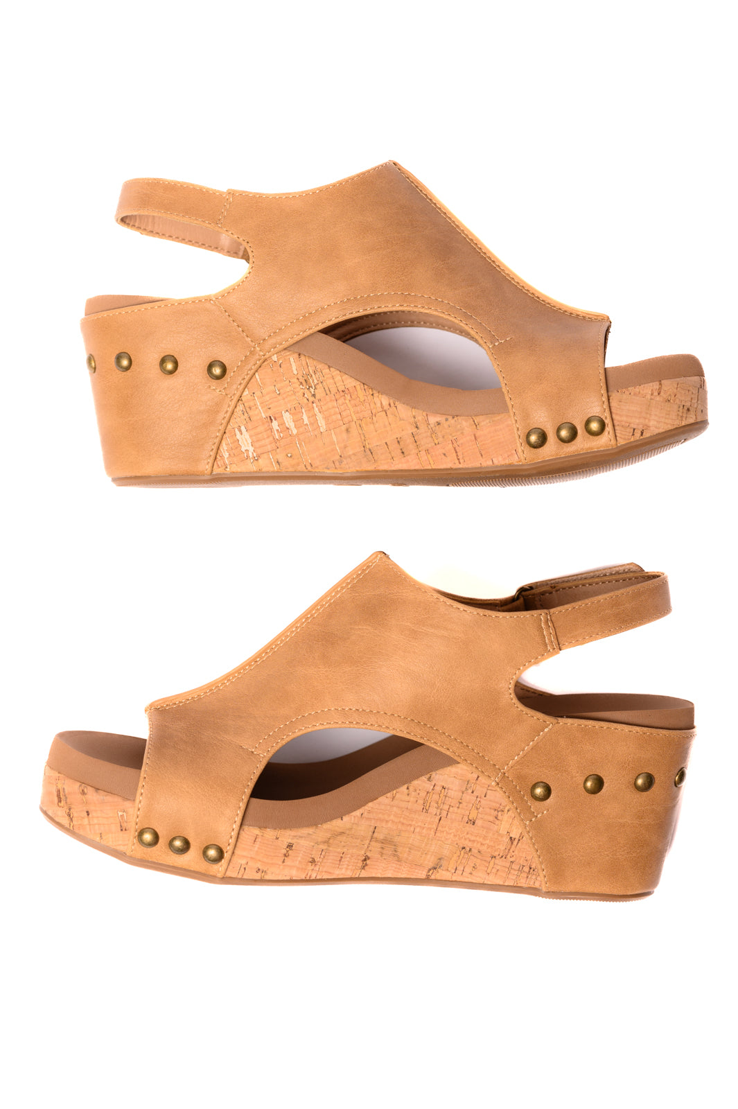 Carley Wedge Sandals in Caramel Smooth - Southern Divas Boutique