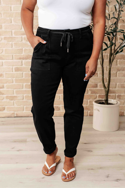 Carmen Double Cuff Joggers in Black - Southern Divas Boutique