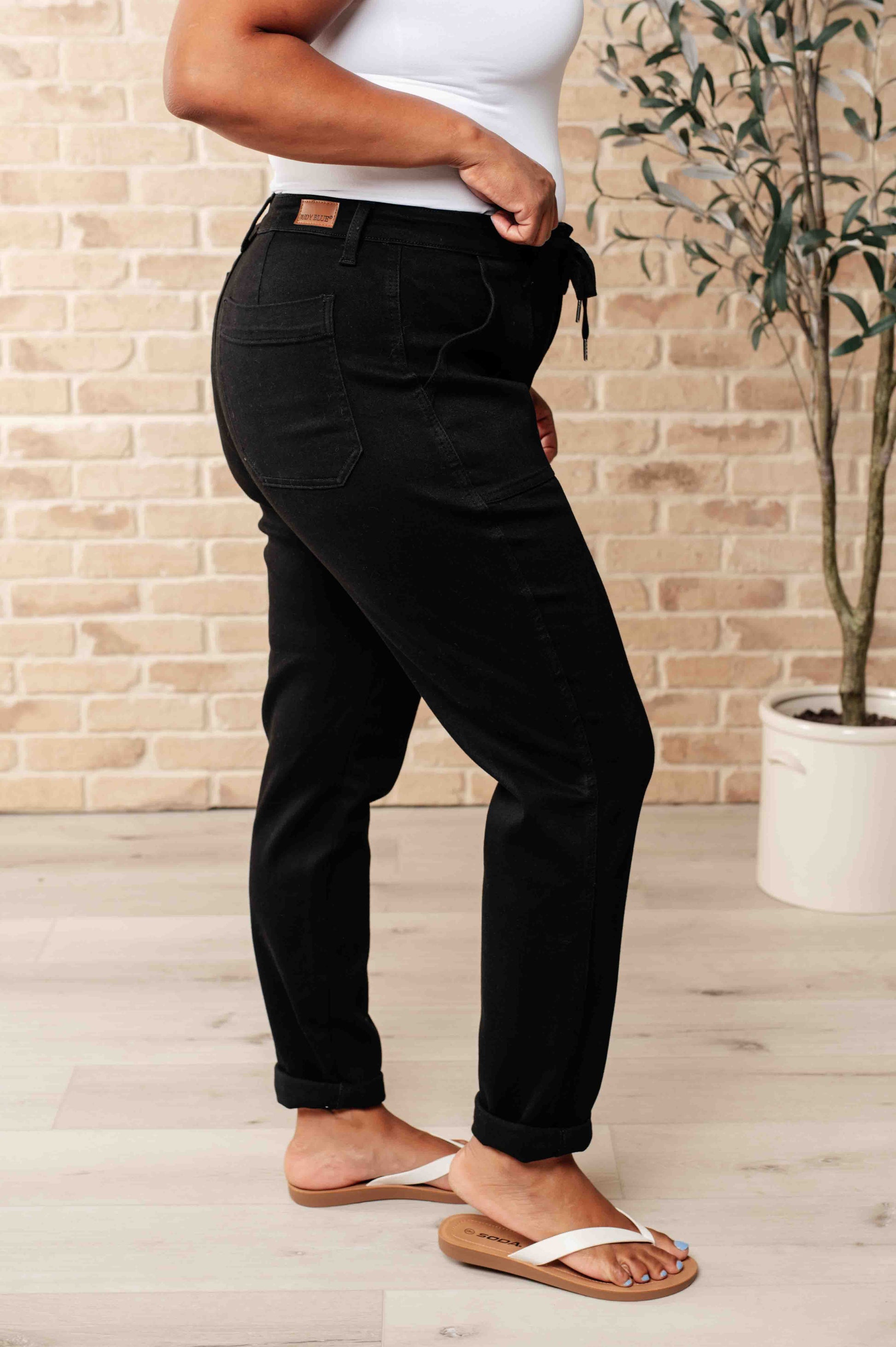 Carmen Double Cuff Joggers in Black - Southern Divas Boutique