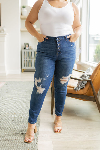 Colt High Rise Button Fly Distressed Boyfriend Jeans - Southern Divas Boutique