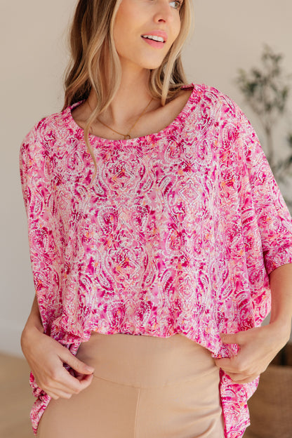 Essential Blouse in Fuchsia and White Paisley - Southern Divas Boutique