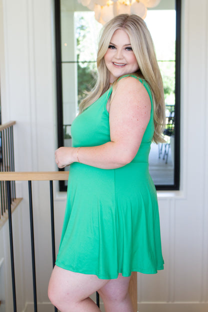 Gorgeous in Green Sleeveless Skort Dress - Southern Divas Boutique