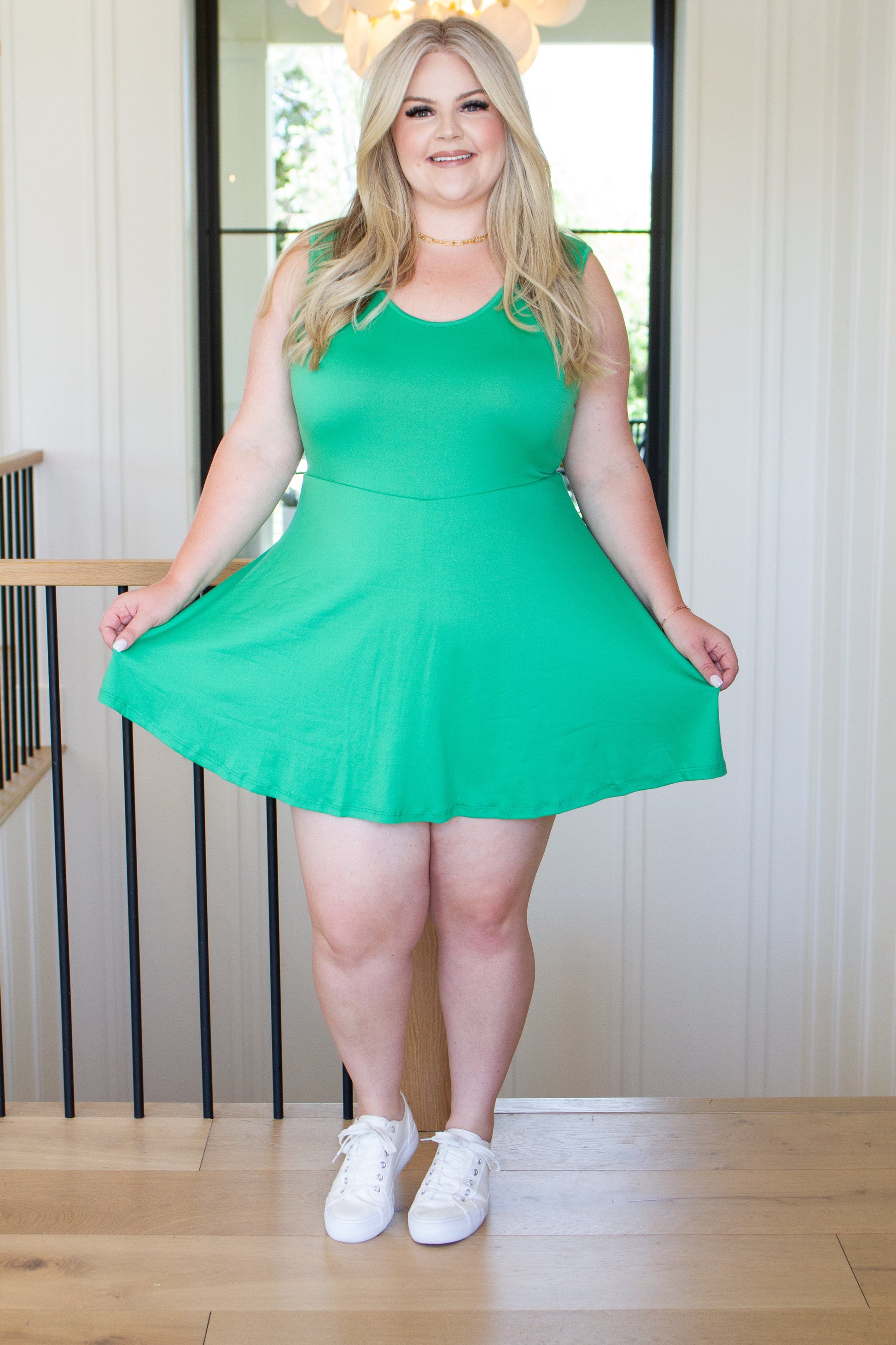 Gorgeous in Green Sleeveless Skort Dress - Southern Divas Boutique