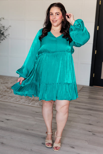 Head Held High V-Neck Balloon Sleeve Dress - Southern Divas Boutique