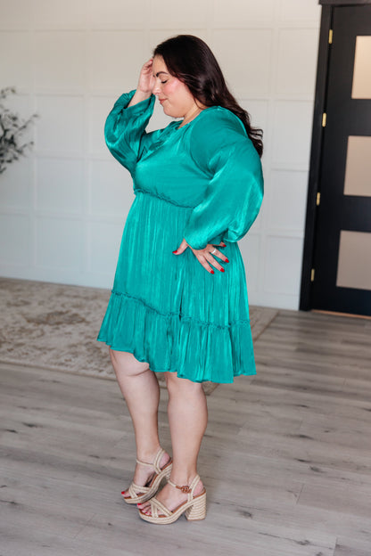 Head Held High V-Neck Balloon Sleeve Dress - Southern Divas Boutique