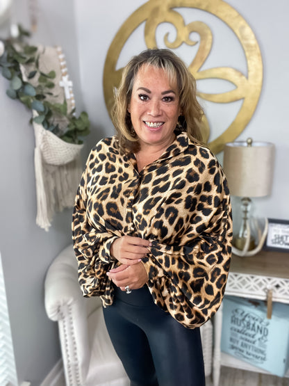 Wild Child Leopard Blouse - Southern Divas Boutique