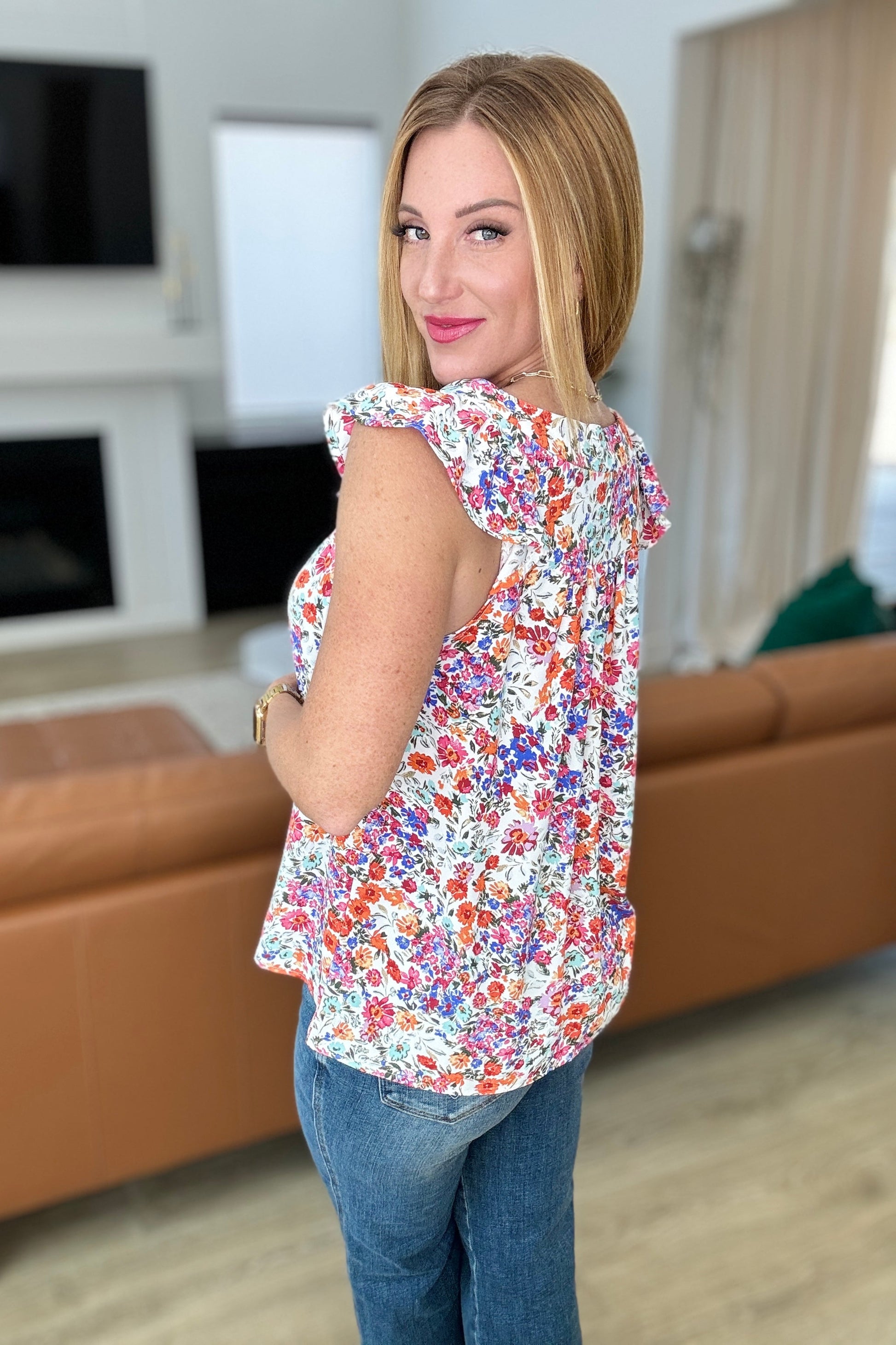 Take A Risk Floral Square Neck Top - Southern Divas Boutique