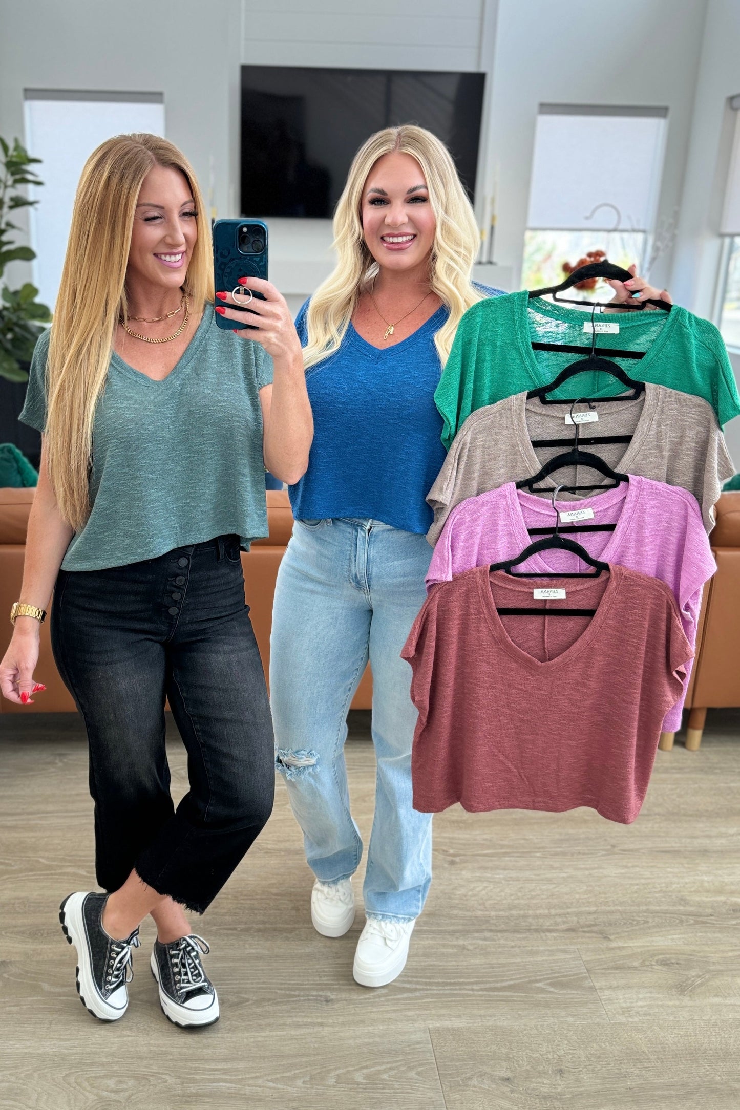 Classic Comfort V-Neck Top in Kelly Green - Southern Divas Boutique