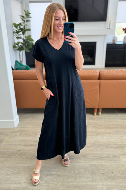 Modern Maritime Shift Maxi Dress in Black - Southern Divas Boutique