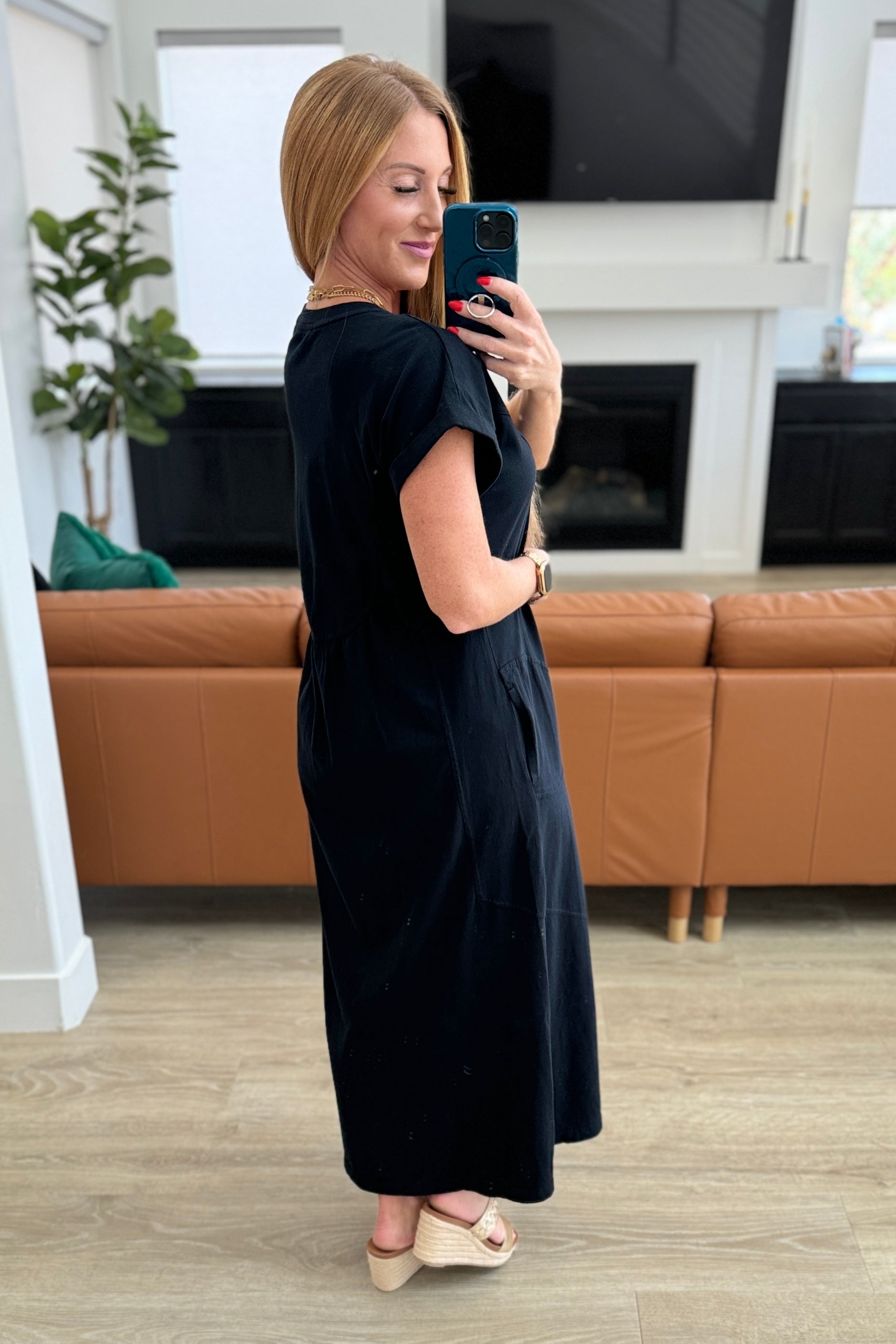 Modern Maritime Shift Maxi Dress in Black - Southern Divas Boutique