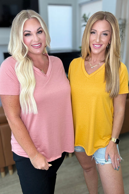 Heart and Soul V-Neck Top in Mustard - Southern Divas Boutique