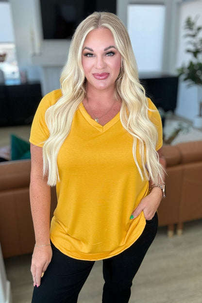 Heart and Soul V-Neck Top in Mustard - Southern Divas Boutique