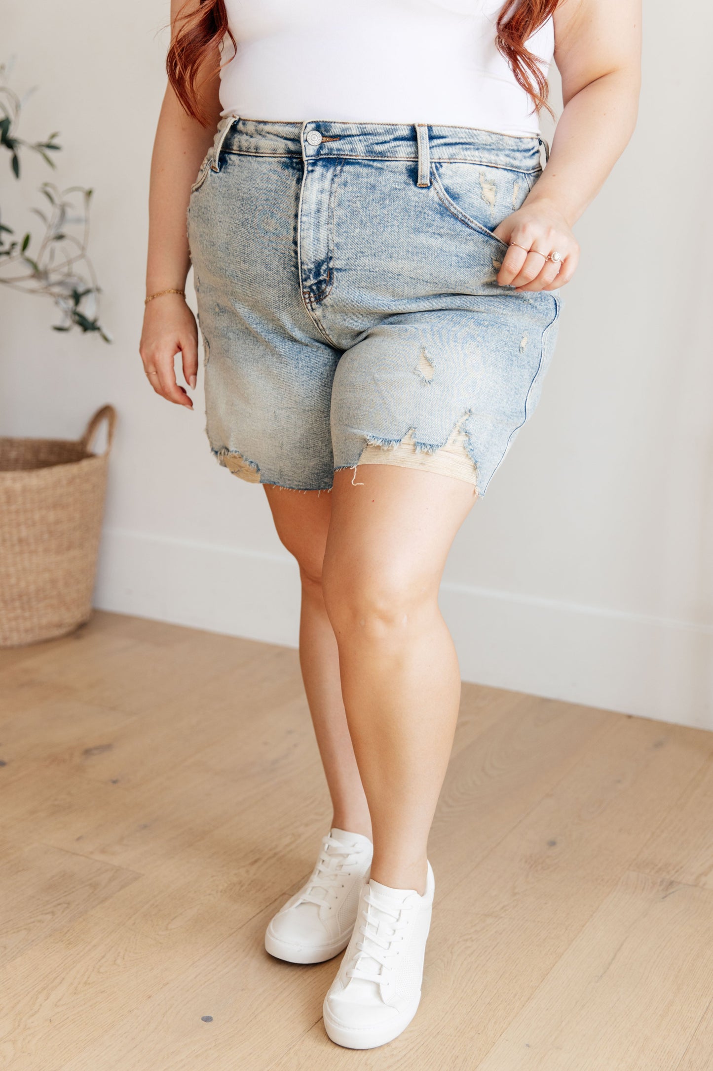 Cindy High Rise Mineral Wash Distressed Boyfriend Shorts - Southern Divas Boutique