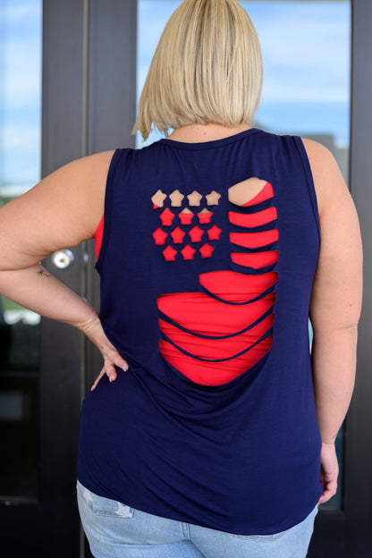 Land of the Free Tank in Navy - Southern Divas Boutique
