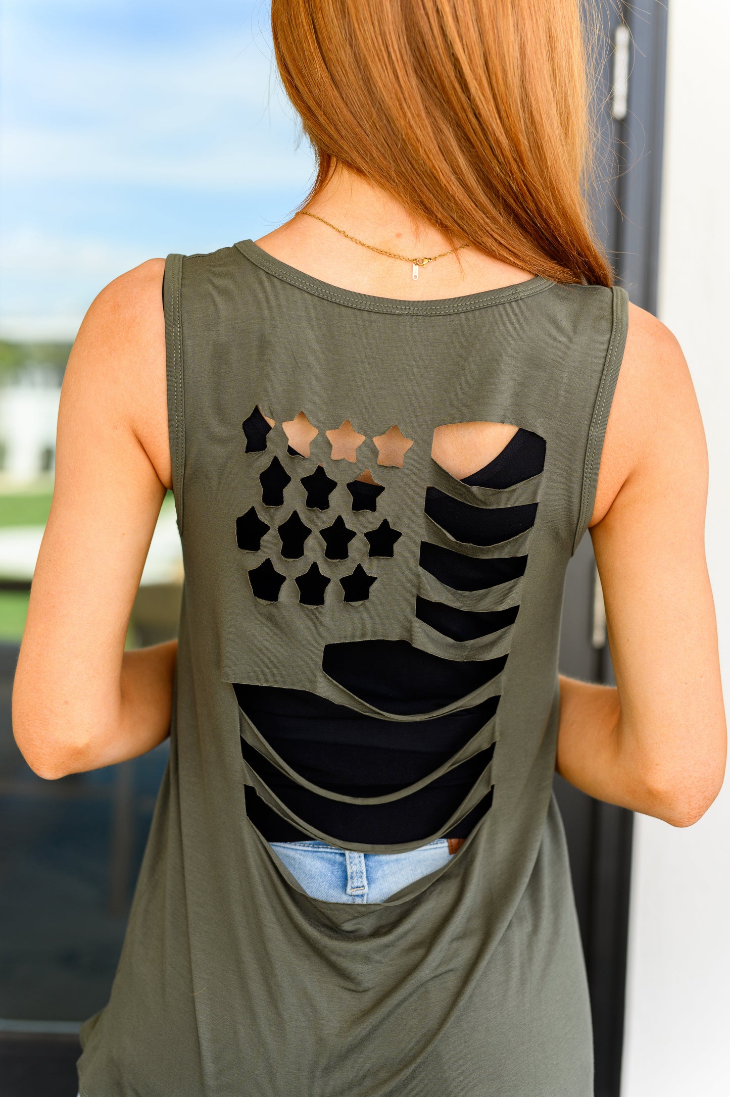 Land of the Free Tank in Olive - Southern Divas Boutique