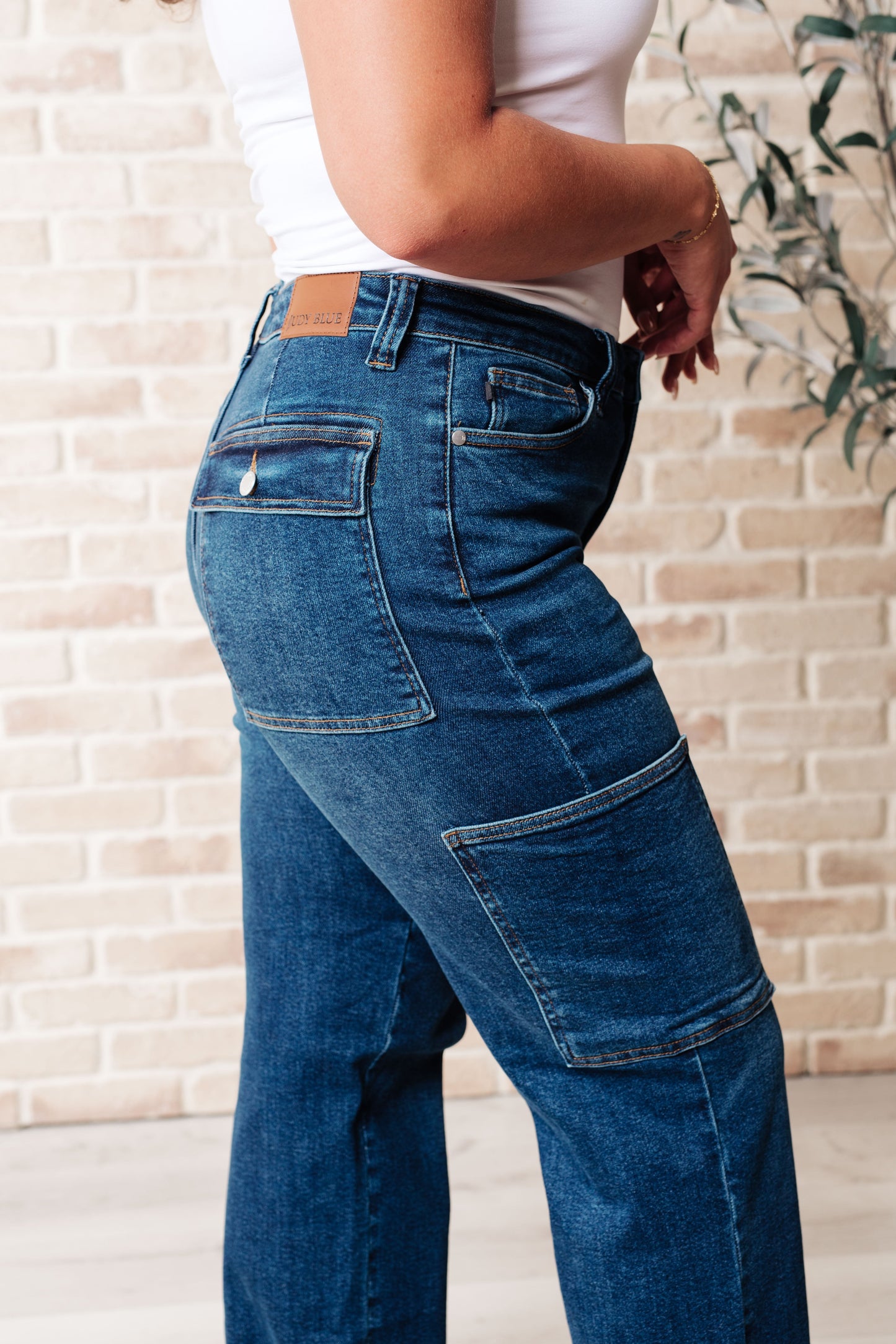 Leila High Rise Cargo Straight Jeans - Southern Divas Boutique