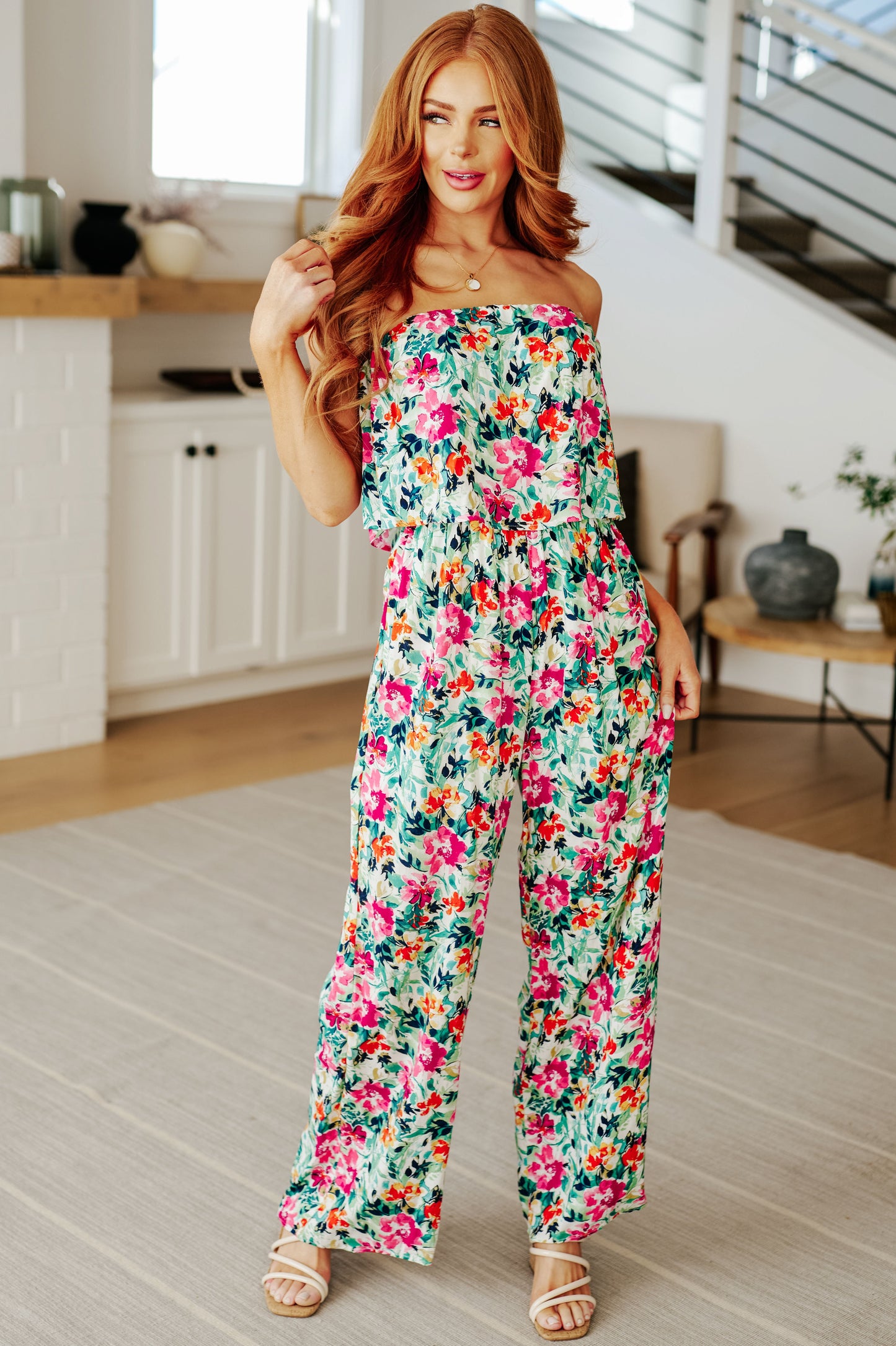 Life of the Party Floral Jumpsuit in Green - Southern Divas Boutique