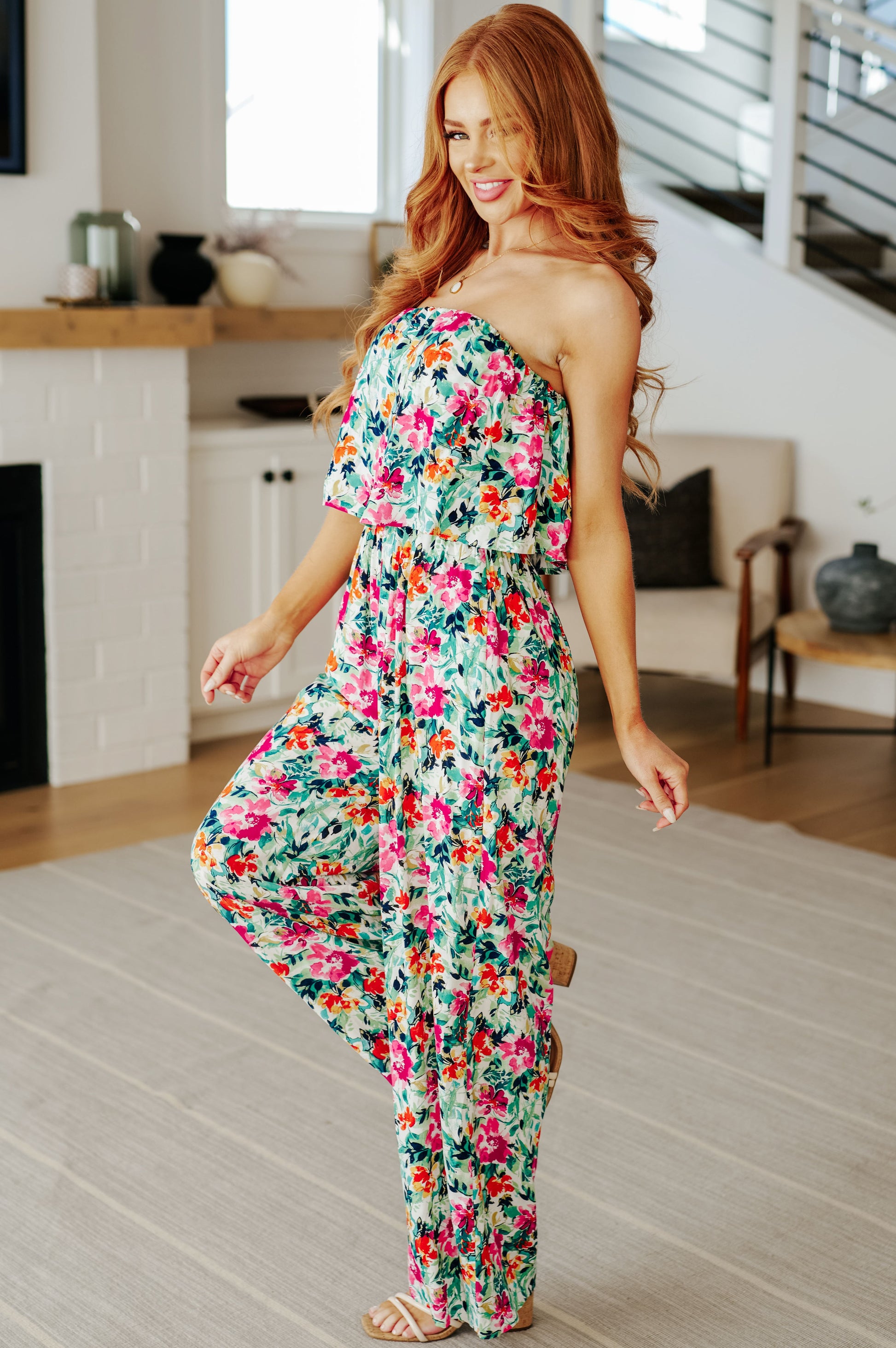 Life of the Party Floral Jumpsuit in Green - Southern Divas Boutique