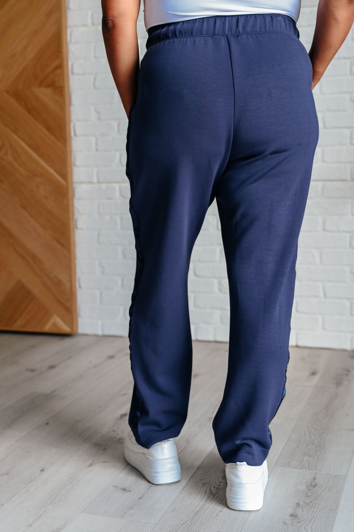 Lysa Satin Stripe Lounge Pants in Smoky Navy - Southern Divas Boutique