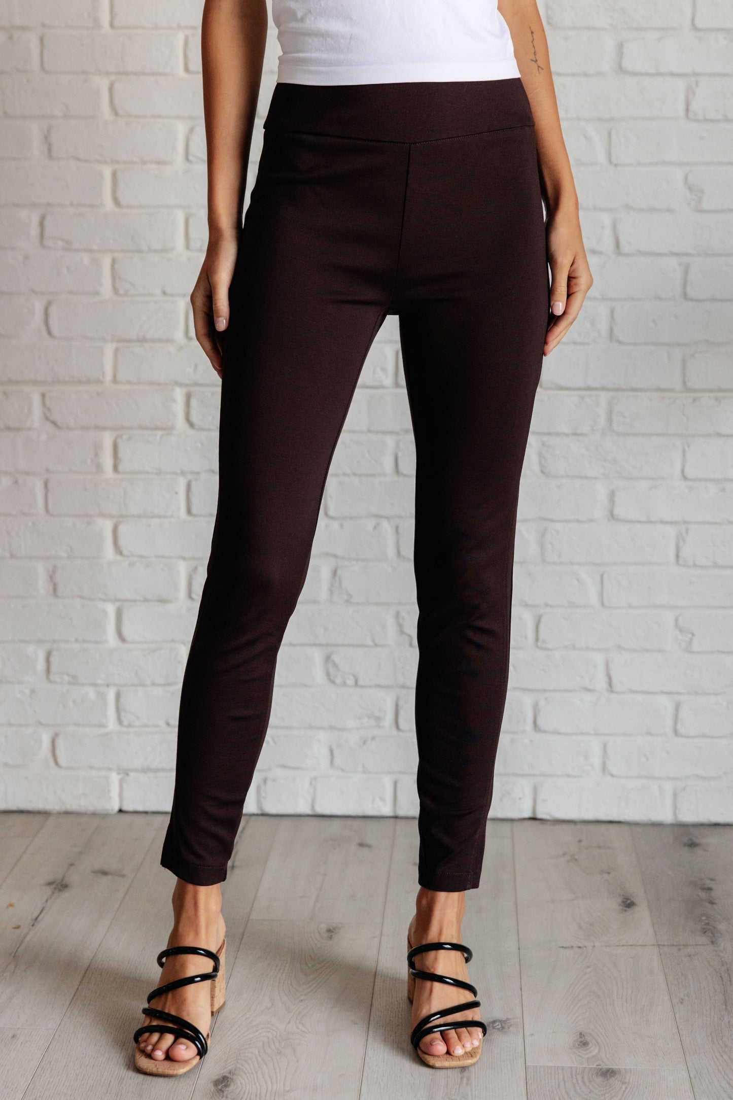 Maddie Skinny 28" Pants in Chocolate - Southern Divas Boutique