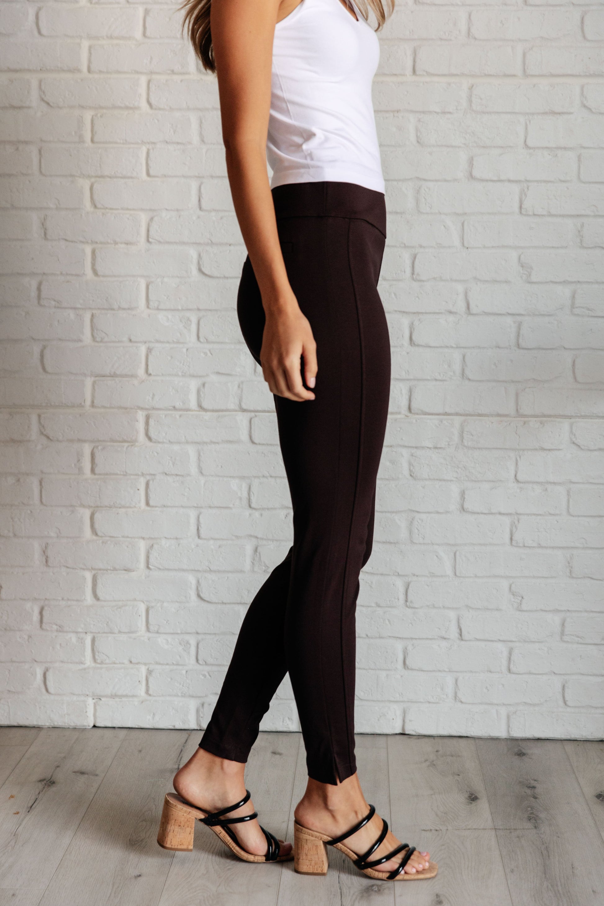 Maddie Skinny 28" Pants in Chocolate - Southern Divas Boutique