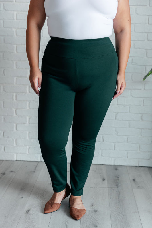 Maddie Skinny 28" Pants in Hunter Green - Southern Divas Boutique