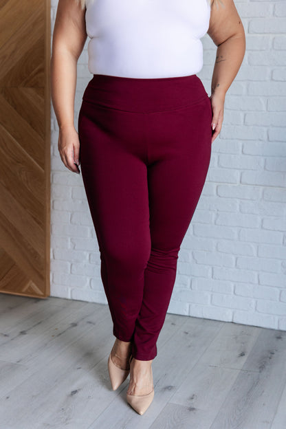 Maddie Skinny 28" Pants in Wine - Southern Divas Boutique