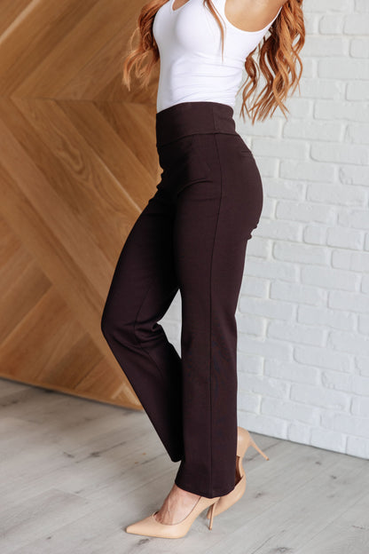 Maddie Straight Leg Pants in Chocolate - Southern Divas Boutique