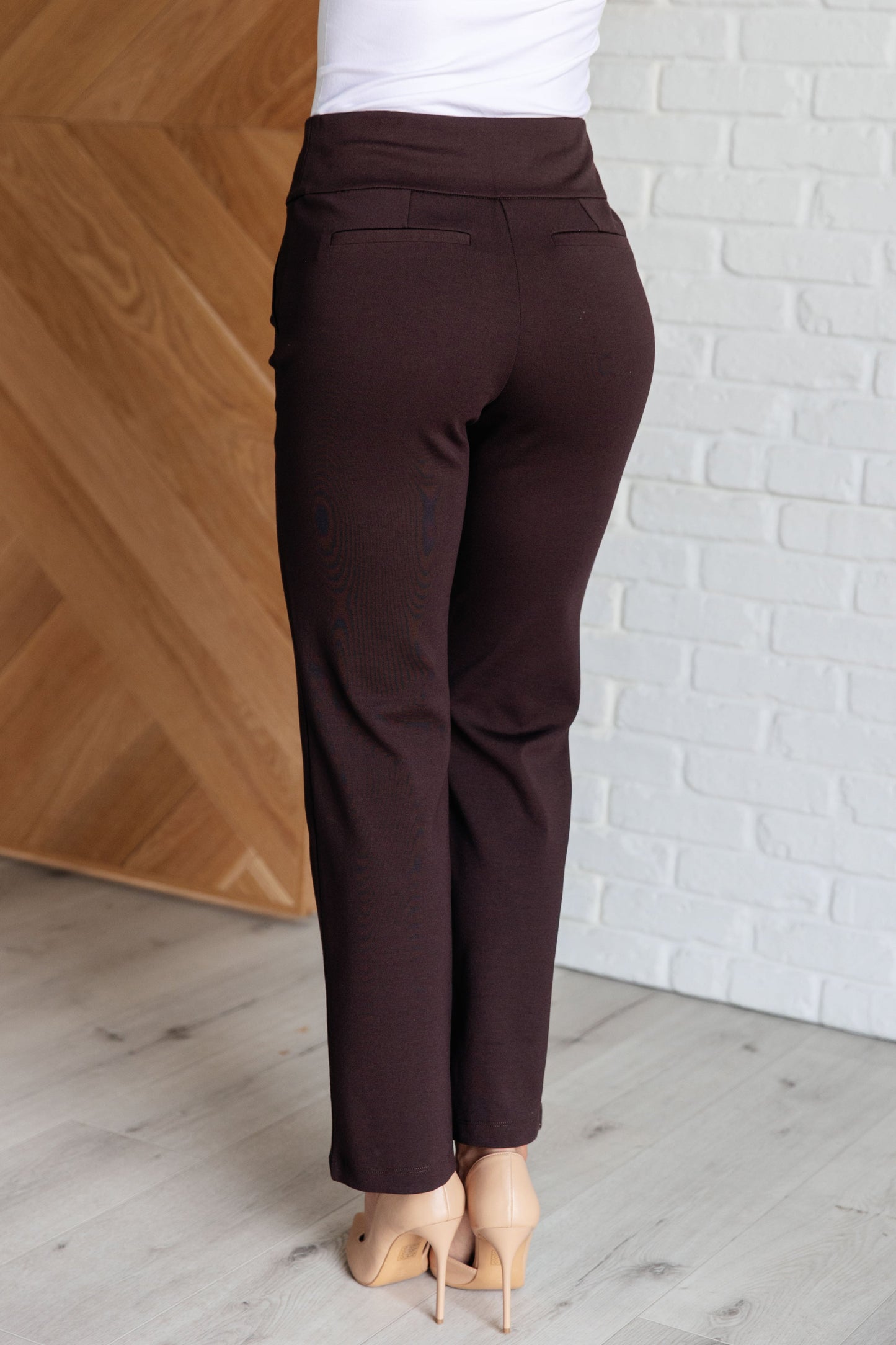 Maddie Straight Leg Pants in Chocolate - Southern Divas Boutique