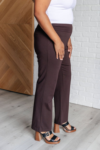 Maddie Straight Leg Pants in Chocolate - Southern Divas Boutique