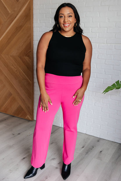 Maddie Straight Leg Pants in Hot Pink - Southern Divas Boutique