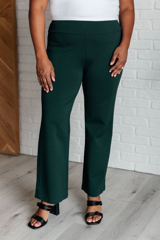 Maddie Straight Leg Pants in Hunter Green - Southern Divas Boutique