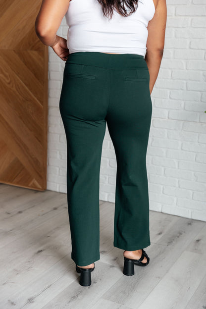 Maddie Straight Leg Pants in Hunter Green - Southern Divas Boutique