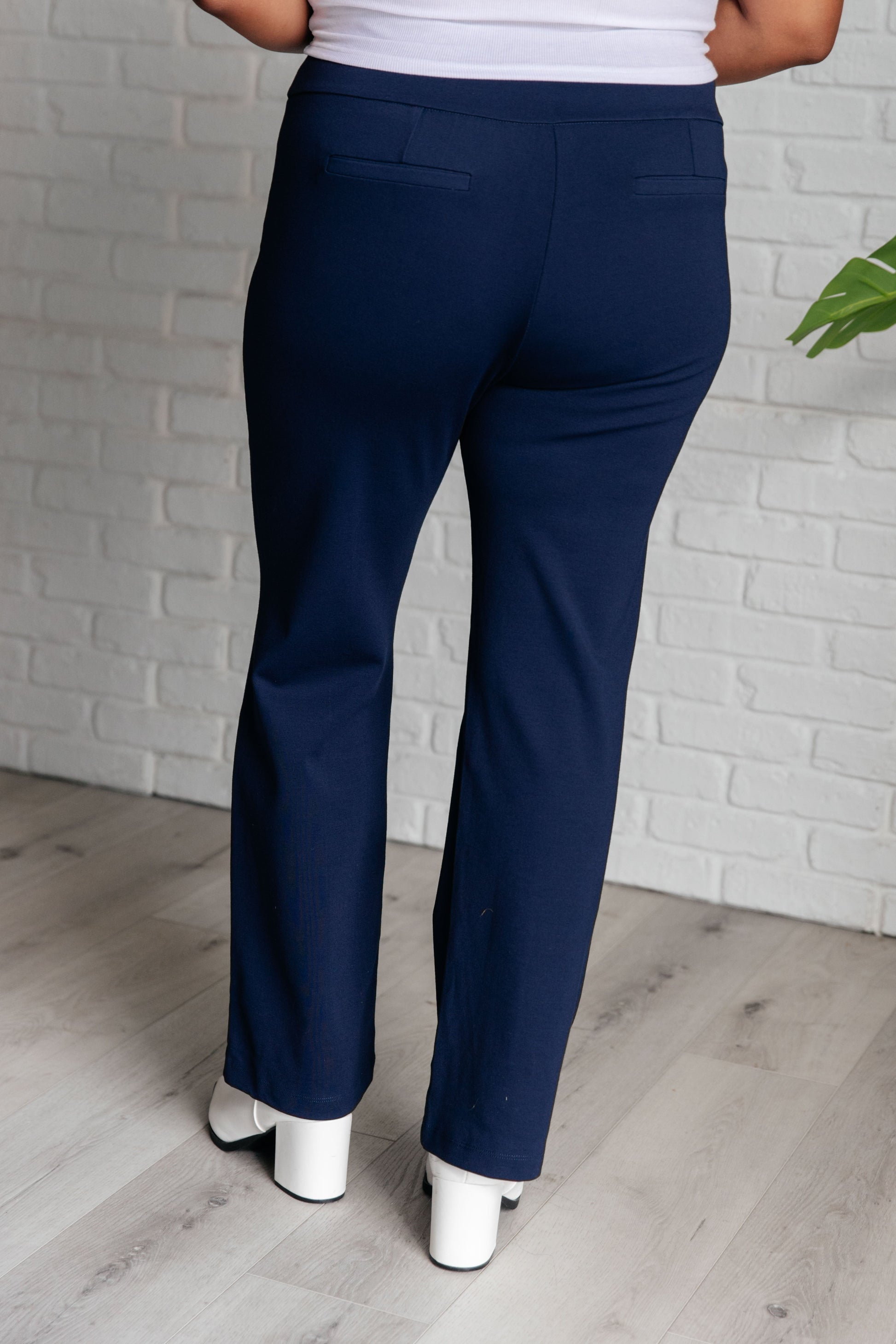 Maddie Straight Leg Pants in Navy - Southern Divas Boutique