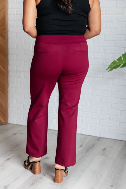 Maddie Straight Leg Pants in Wine - Southern Divas Boutique