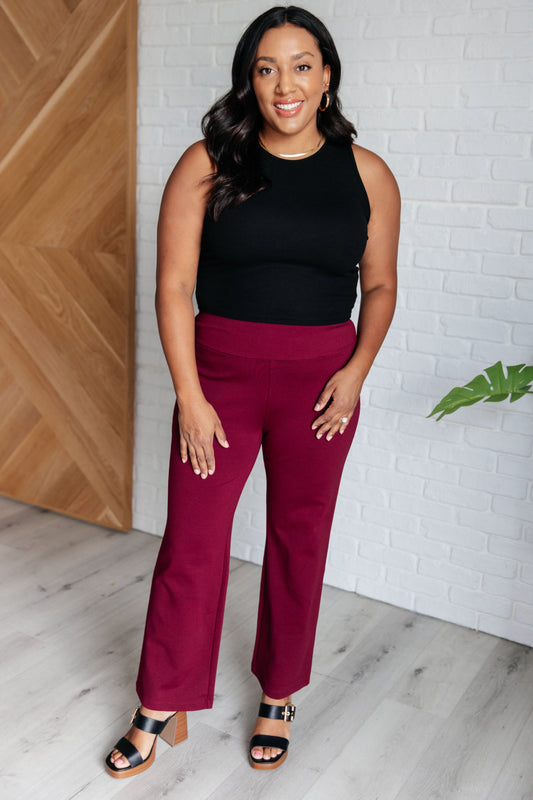 Maddie Straight Leg Pants in Wine - Southern Divas Boutique