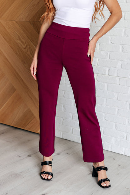 Maddie Straight Leg Pants in Wine - Southern Divas Boutique