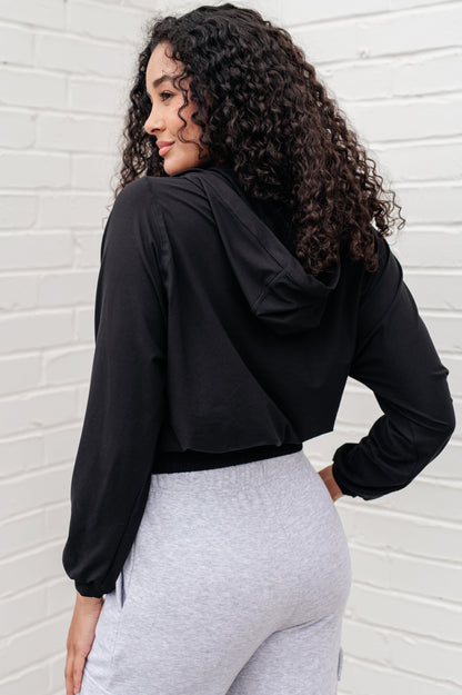 Morning Run Half Zip Hoodie in Black - Southern Divas Boutique