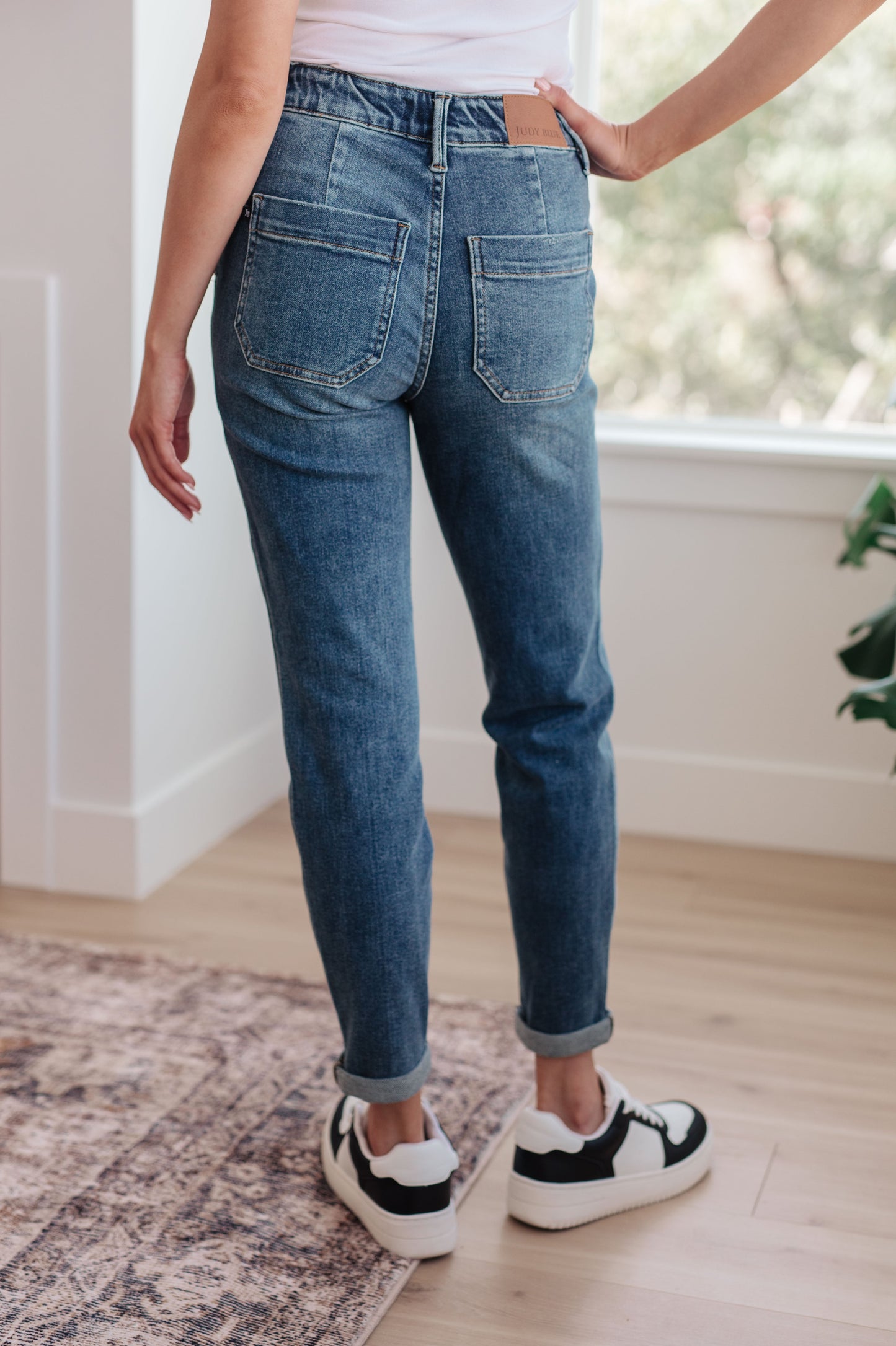 Payton Pull On Denim Joggers in Medium Wash - Southern Divas Boutique