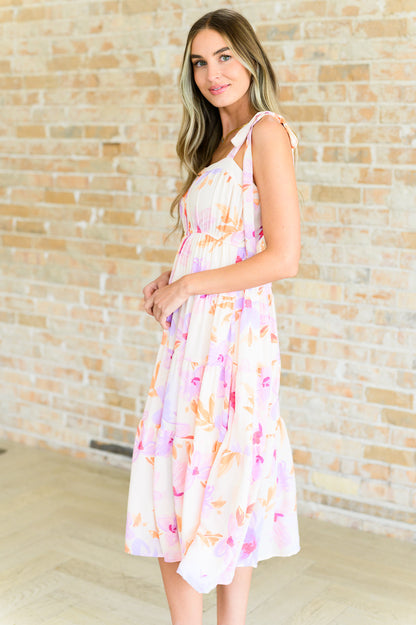 Pastel Petals Floral Midi Dress - Southern Divas Boutique