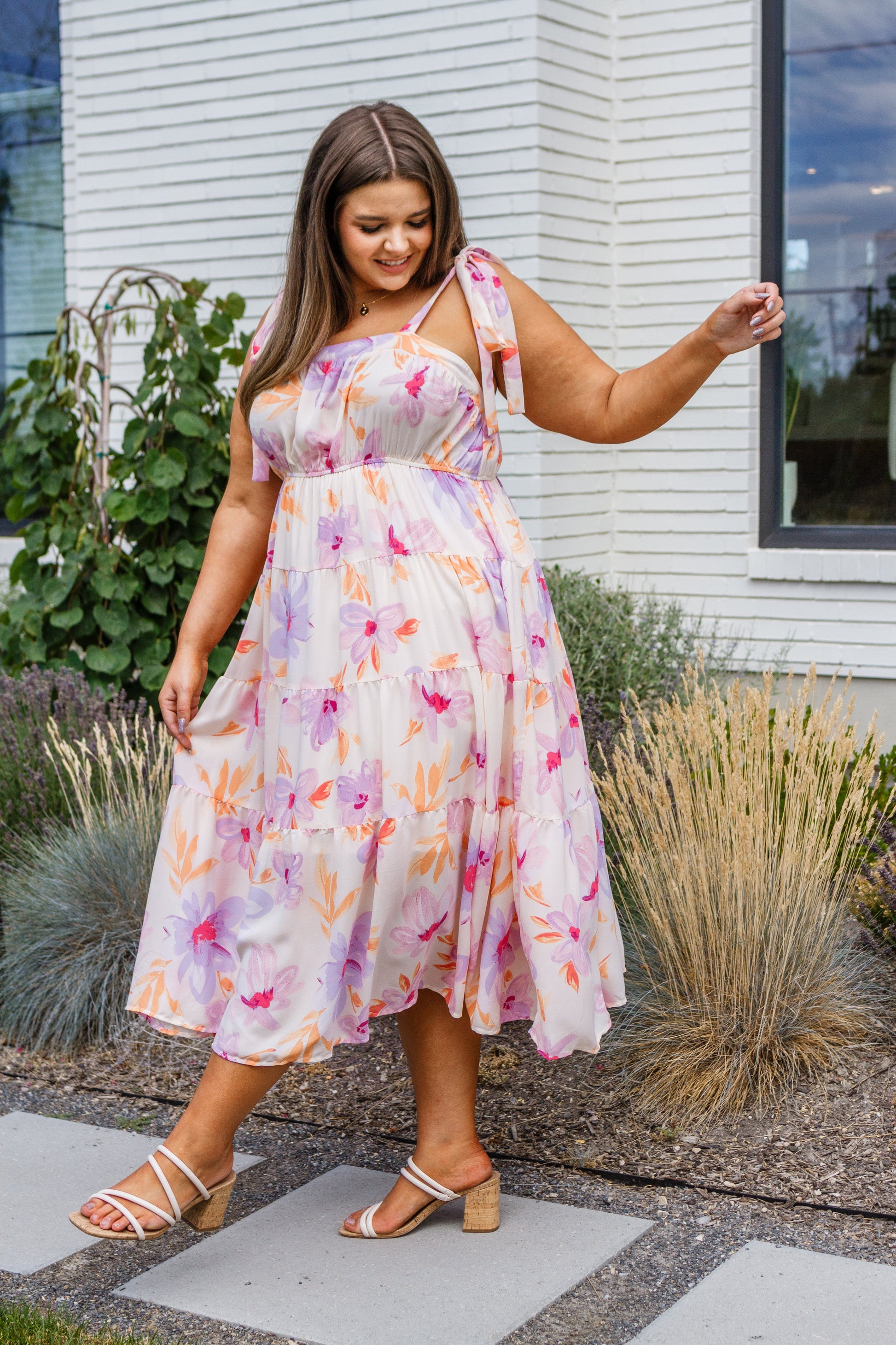 Pastel Petals Floral Midi Dress - Southern Divas Boutique