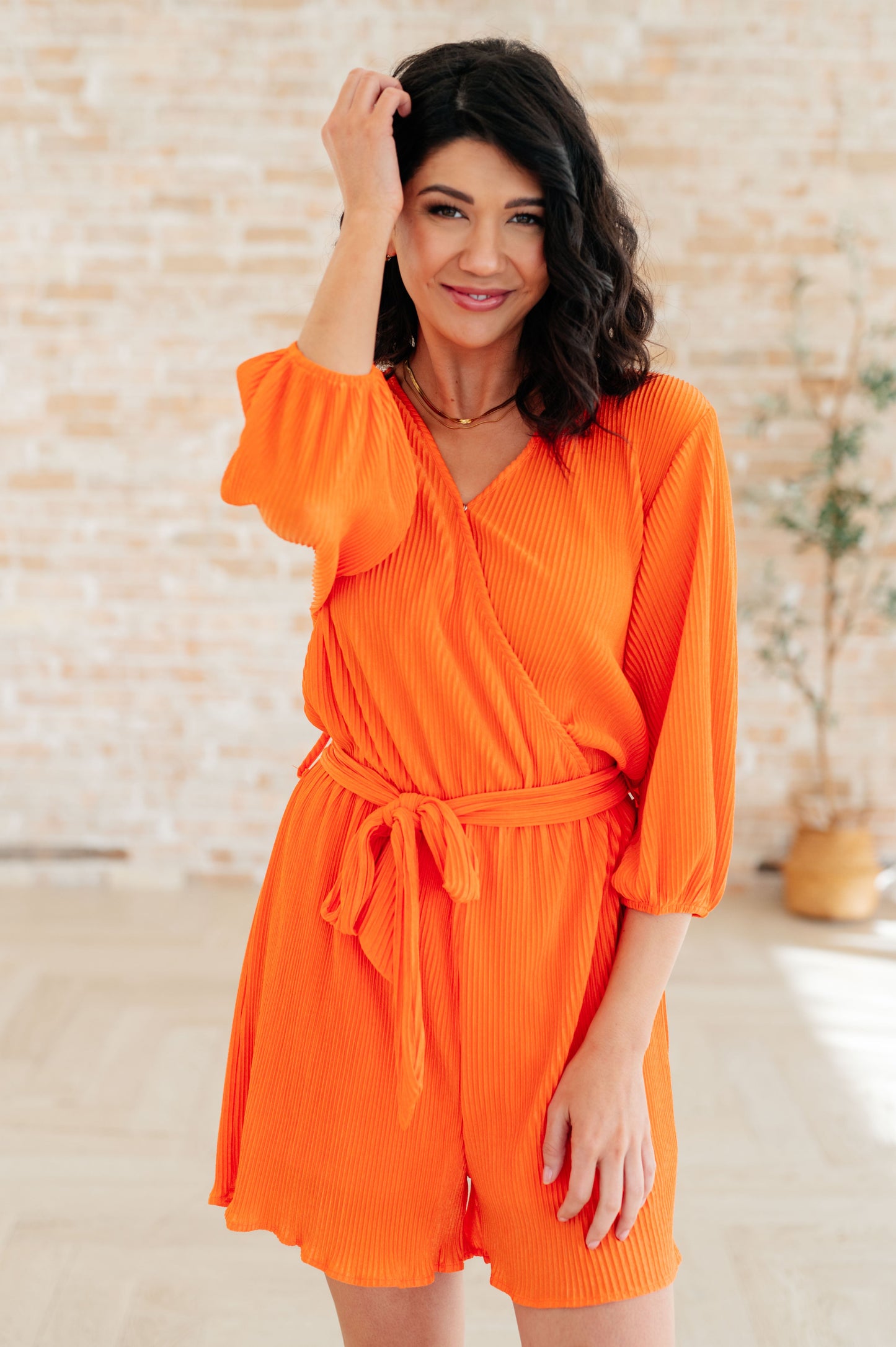 Roll With me Romper in Tangerine - Southern Divas Boutique