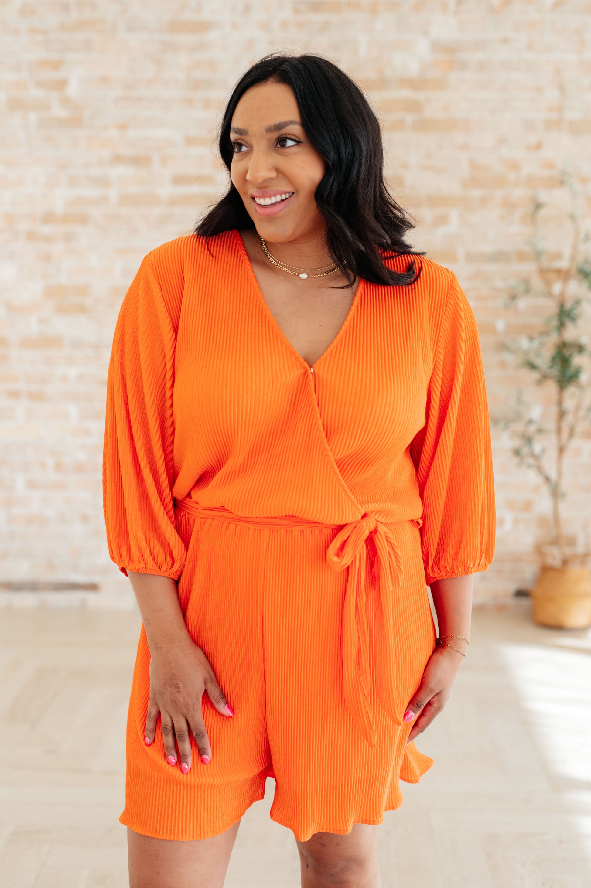 Roll With me Romper in Tangerine - Southern Divas Boutique